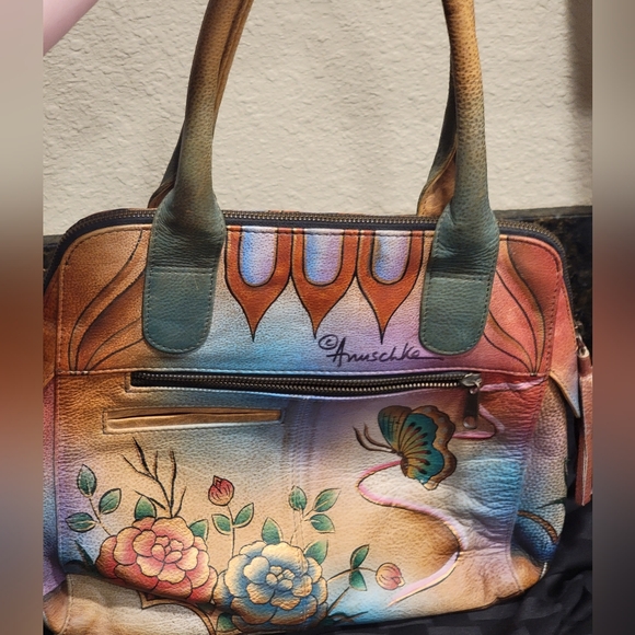 Anuschka Women's Genuine Leather Handbag/Purse / Hand-Painted! - Picture 3 of 16